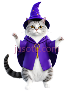猫,魔法师,白色带灰色条纹PNG
