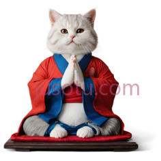 猫,穿着僧侣服装,白色,红色PNG