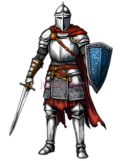 骑士,插画,银色,红色, PNG
