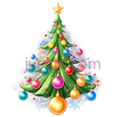 圣诞树,卡通,绿色, 红色, 黄色, 蓝色, 粉色PNG