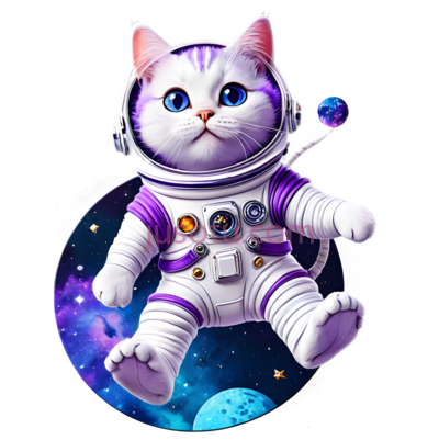 猫,卡通,白色,紫色, PNG
