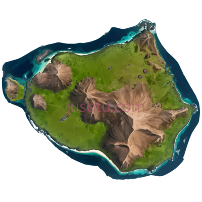 岛屿,3D,绿色,棕色,蓝色, PNG