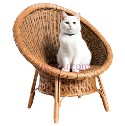 猫,藤制椅子,白色, PNG
