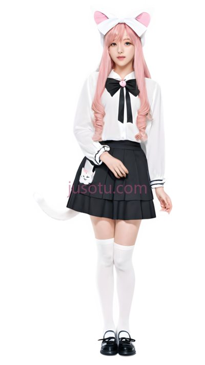 女性,猫耳朵帽子, PNG