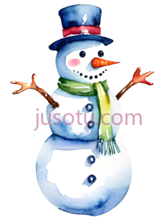 雪人,卡通,蓝色, 绿色, 橙色PNG