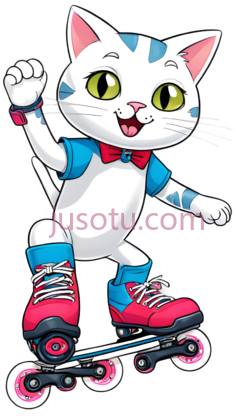 卡通猫,活泼可爱,白色,蓝色,粉色PNG