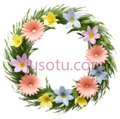 花环,圆形,粉色,黄色,蓝色PNG