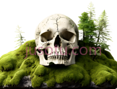 骷髅,3D,白色PNG