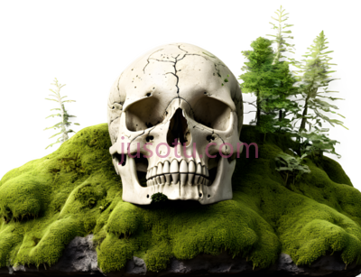 骷髅,3D,白色, PNG