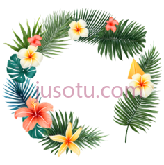 花朵,叶子,热带花卉,棕榈叶,绿色PNG