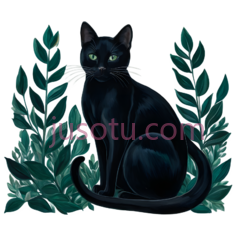 猫,插画,黑色PNG