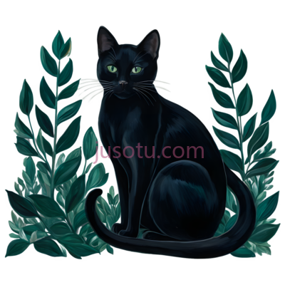 猫,插画,黑色, PNG