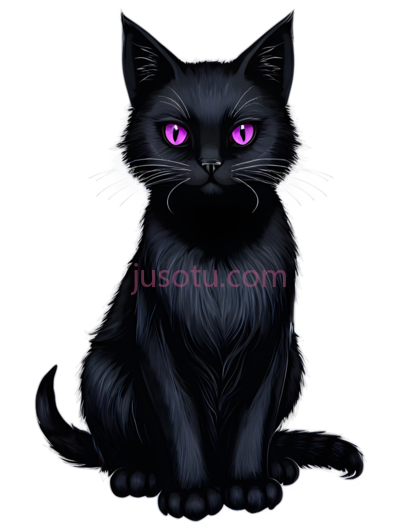 黑猫,插画,黑色, PNG