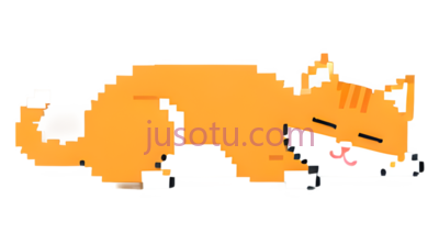猫,像素,橙色,白色, PNG