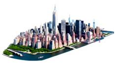 纽约市3D模型,现代建筑群,颜色PNG