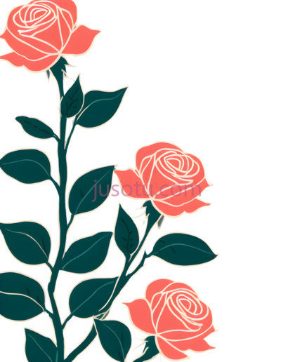 玫瑰,插画,粉色,绿色, PNG