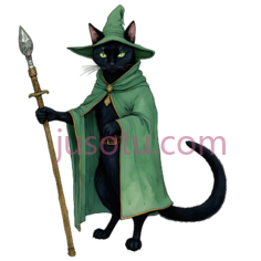 猫,巫师,绿色PNG