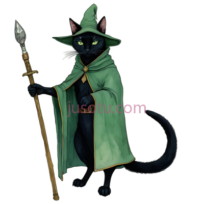 猫,巫师,绿色, PNG