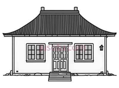房子,中式建筑,白色,灰色, PNG