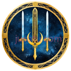 三把剑,神秘,宇宙,金色,蓝色PNG