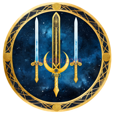 三把剑,神秘,宇宙,金色,蓝色, PNG