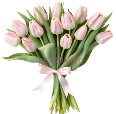 郁金香花束,粉色, PNG