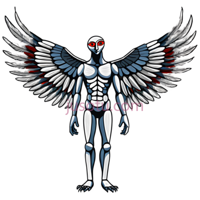 机械天使,科幻,白色, 蓝色, 红色, PNG