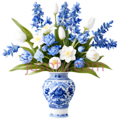 花瓶,青花瓷,蓝色,白色PNG