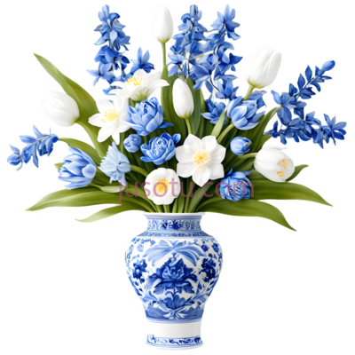 花瓶,青花瓷,蓝色,白色, PNG