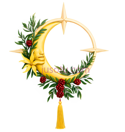 花环,复古,金色,红色,绿色, PNG