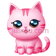 卡通猫,可爱,粉色PNG