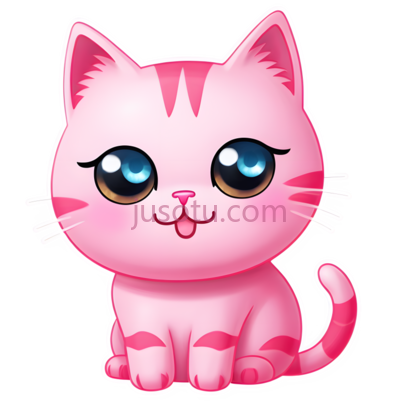 卡通猫,可爱,粉色, PNG
