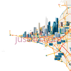 城市天际线,道路,现代都市,复杂交错,橙色PNG