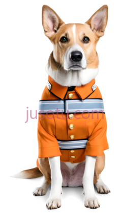 狗,穿着橙色制服,棕色,白色PNG