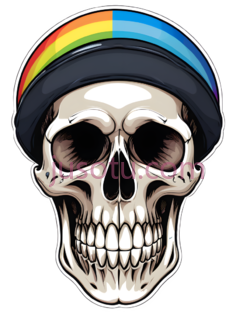 骷髅,卡通,白色,彩虹色PNG