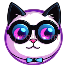 卡通猫,可爱,白色,紫色,蓝色PNG