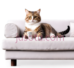 猫,现代,白色沙发, 黑色背景PNG