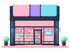 商店,卡通,粉色,紫色,蓝色PNG