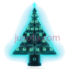 圣诞树,霓虹灯,蓝色PNG