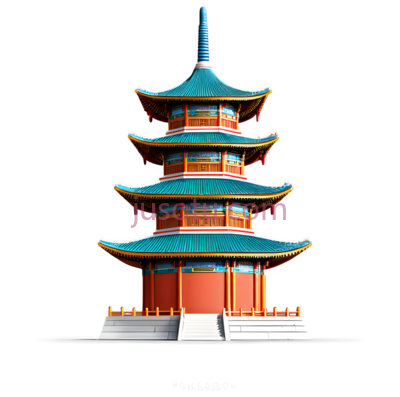 卡通,大雁塔,建筑, PNG