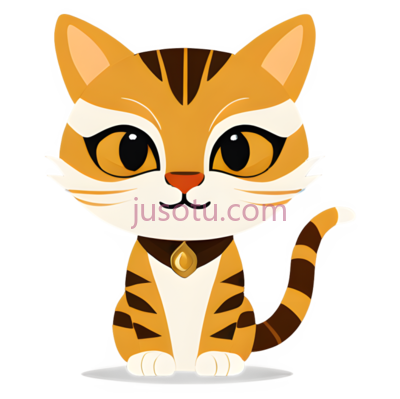 小猫,卡通,橙色,黑色,白色, PNG