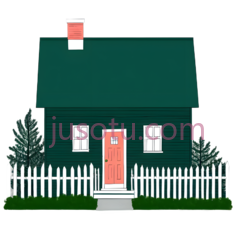 房子,卡通,绿色, 白色, 红色PNG