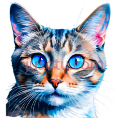 猫,绘画,蓝色,橙色,白色PNG