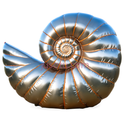 鹦鹉螺壳,金属质感,金色, PNG