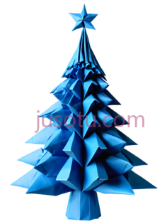 圣诞树,折纸,蓝色PNG