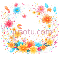 花环,卡通,粉色,黄色,蓝色PNG