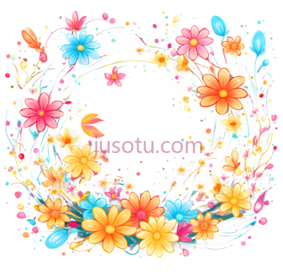 花环,卡通,粉色,黄色,蓝色, PNG