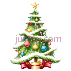 圣诞树,卡通,绿色,红色,黄色,蓝色,粉色PNG