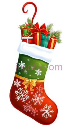 圣诞袜,卡通,红色,绿色,白色PNG