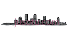 城市天际线,线条勾勒,白色PNG